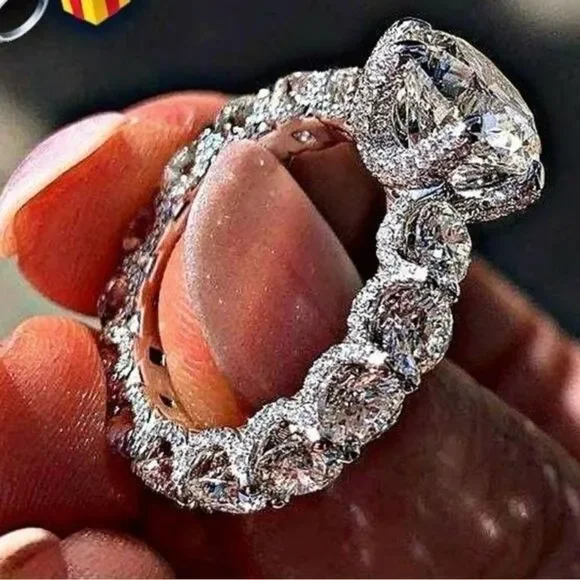 Sterling Silver Eternity Band with Round Cut Stones - Picture 4 of 4